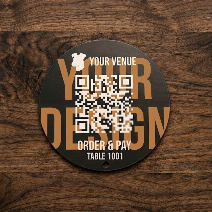 Acrylic disc with QR code and customizable text reverse or face printed